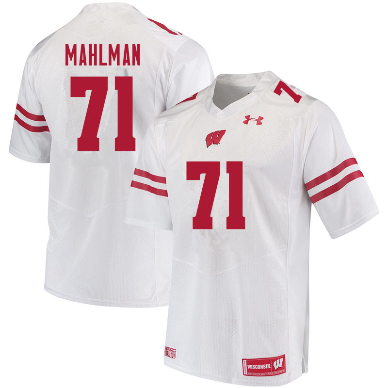 Men #71 Riley Mahlman Wisconsin Badgers College Football Jerseys Sale-White